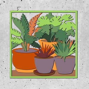 Caixa de sombra para plantadores boho 3d, svg em camadas, boho svg, plantas boho 3d svg, 3d boho svg, corte de papel svg, silhueta cricut, caixa de sombra boho