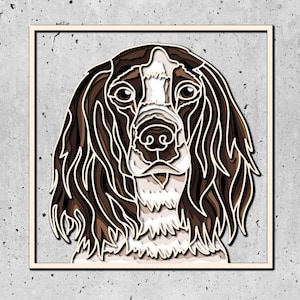 Springer Spaniel Layered SVG für Karton, Hund Pop Art, Haustier Erinnerungsbox, für Cricut, für Silhouette, 3D Hund Schattenbox, 3d Box Hund SVG,