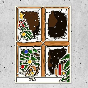 Bożonarodzeniowe okno 3D Shadow Box SVG, rustykalny styl ciężarówki warstwowa tektura, rustykalny projekt bożonarodzeniowy Cricut, zima svg, wiejskie święta Bożego Narodzenia