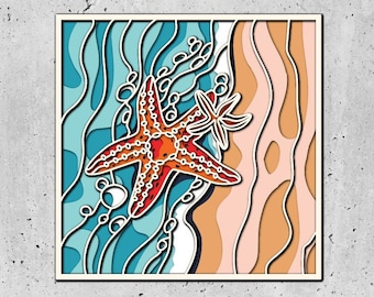 Seashells Starfish 3D Mandala SVG, CNC Laser Cut File