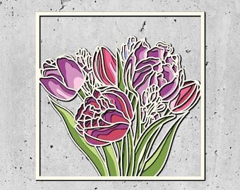 チューリップ 3D ゼンタングル SVG ファイル、レーザーカット