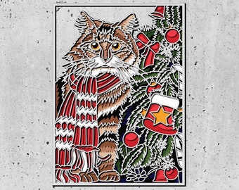 Katt svg, Kärlekskatt 3d laser svg, lager-svg-filer för laser eller Cricut CNC-fräs, djur 3d svg laserfiler