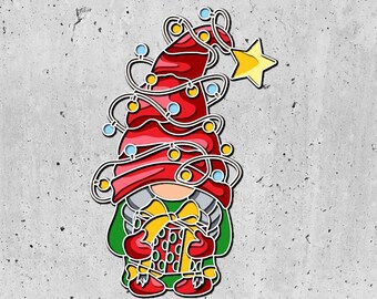 Layered SVG 3D Gnome Christmas Plywood Cut File, Paper Cut File SVG, 3D Plywood Mandala, Octopus Cut File