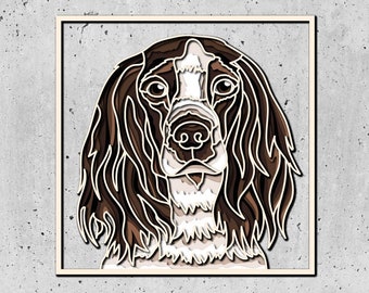 Springer Spaniel Layered SVG For Cardboard,Dog Pop Art,Pet Memorial Box,For Cricut,For Silhouette,3D Dog Shadow Box,3d Box Dog SVG,