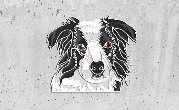 Border Collie SVG Files, Laser Cut Template Files, Layered CNC router svg, 3D plywood mandala, 3D layer
