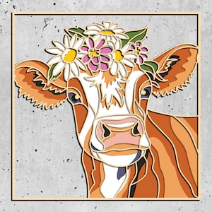 3D Cow Layered SVG, Farm Decoration, Colorful Cow 3D Papercraft SVG, SVG for Cricut, Cow gift for farmer,