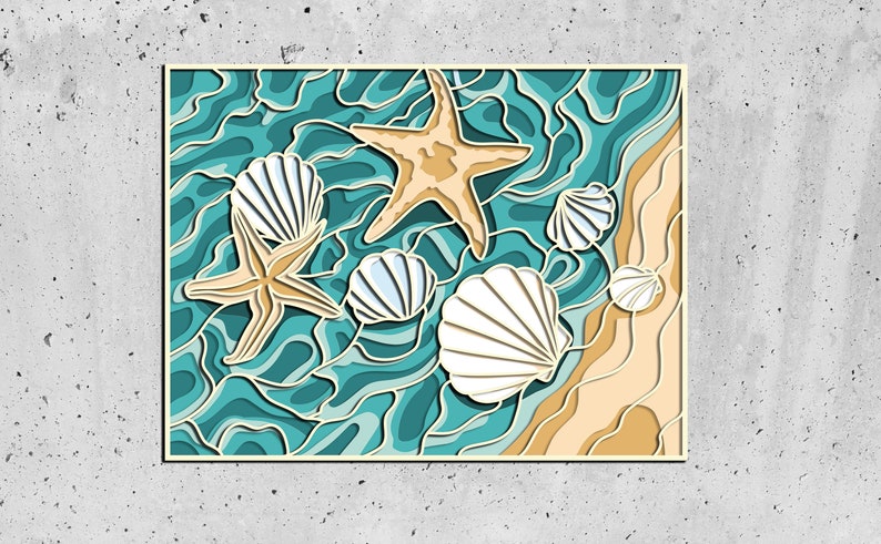 Sea Shells and Starfish 3D Mandala Svg Files, DXF Templates for CNC ...
