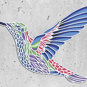 Hummingbird 3D Mandala svg files, laser cut multi-layer panel, SVG files, 3d mandala svg, layered svg files, mandala svg,