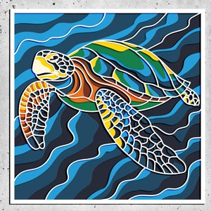 Turtle 3D Mandala SVG Files, Laser cut Template files, Multilayer cnc router svg, 3D plywood mandala, 3D layer