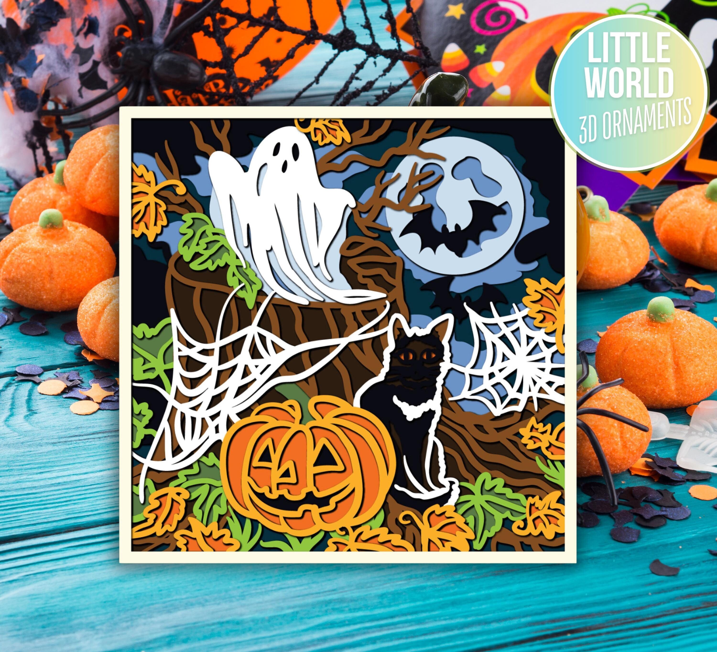 ハロウィーン❇️シャドーボックス 3d Spooky Halloween Forest Shadow Box Svg,bat Svg, Scary Halloween