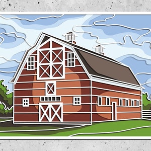 Barnhouse 3D Zentangle SVG-Dateien, Laser Cut Template-Dateien, Layered CNC-Fräser SVG, 3D Sperrholz Mandala, 3D Layer