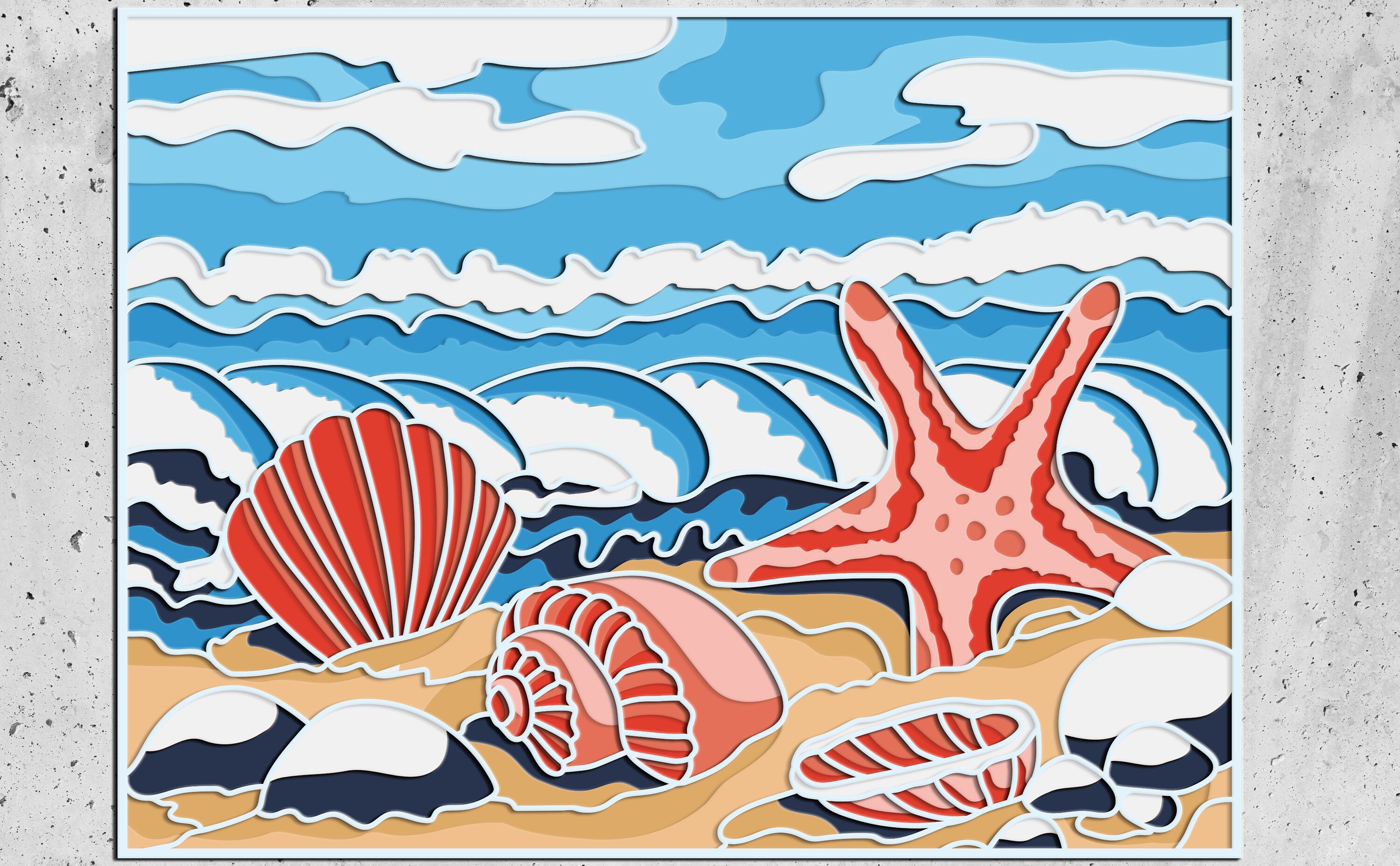 Sea Shells and Starfish 3D Mandala Svg Files DXF Templates - Etsy Australia