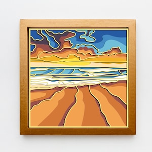 Sonnenuntergang 3D Laser svg, Sea Wave 3D Zentangle svg-Dateien, 3D Mandala svg, DXF-Vorlagen für cnc-Fräser, Laser-Cutting überlagertes Panel,