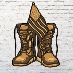 Patriotic layered Svg,Combat Boots 3d  layered Svg,Patriotic 3D Svg,US Veteran 3d Svg