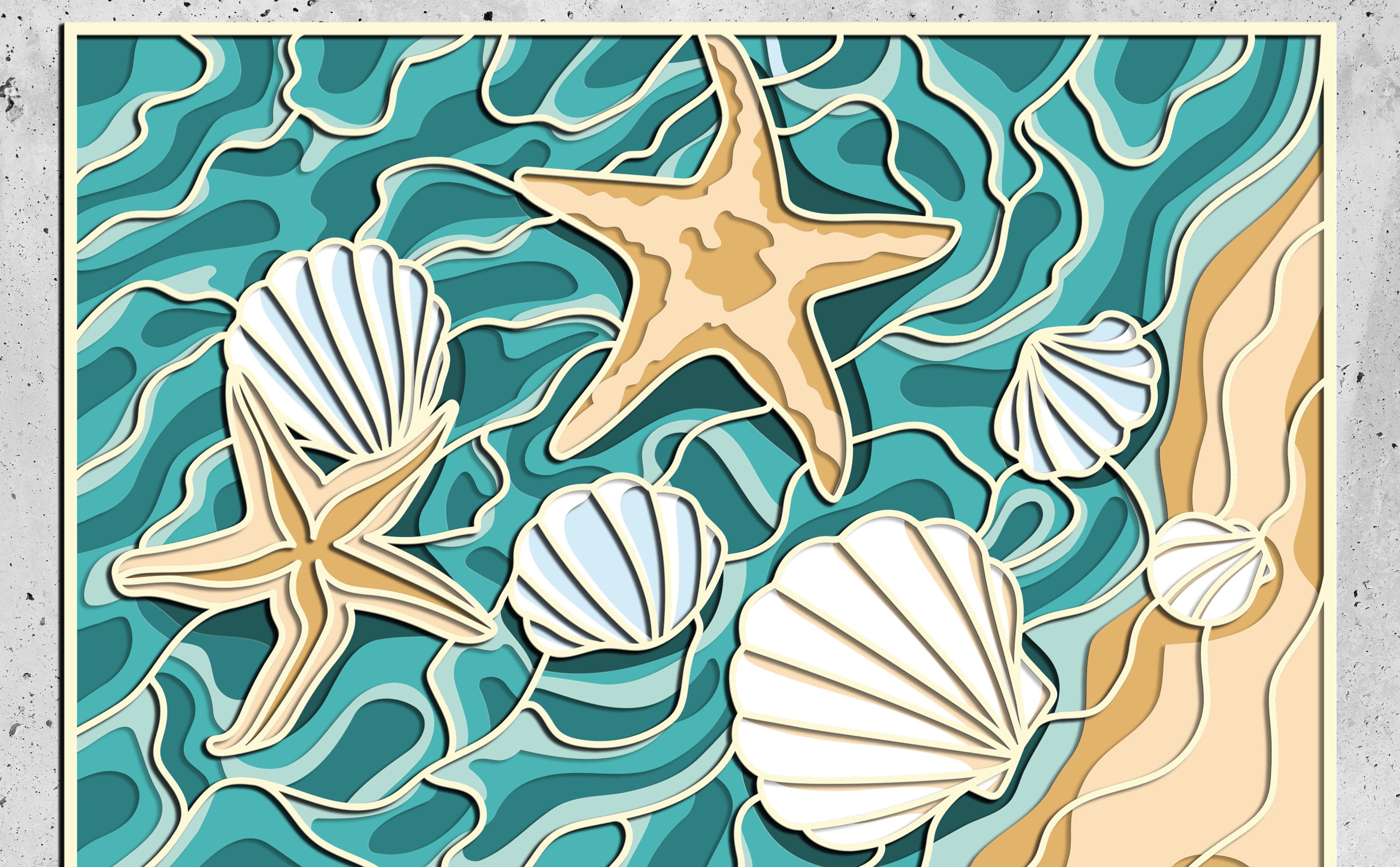 Sea Shells and Starfish 3D Mandala Svg Files DXF Templates - Etsy UK