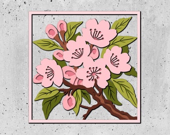 3D Layered Cherry Blossom SVG, 3D Layered Blossom, Layered