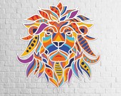 Lion 3D Laser Files,3D Multilayer Panel, 3D Lion SVG, SVG files for cutting, Dxf Templates for Laser Cutting,Cnc laser files