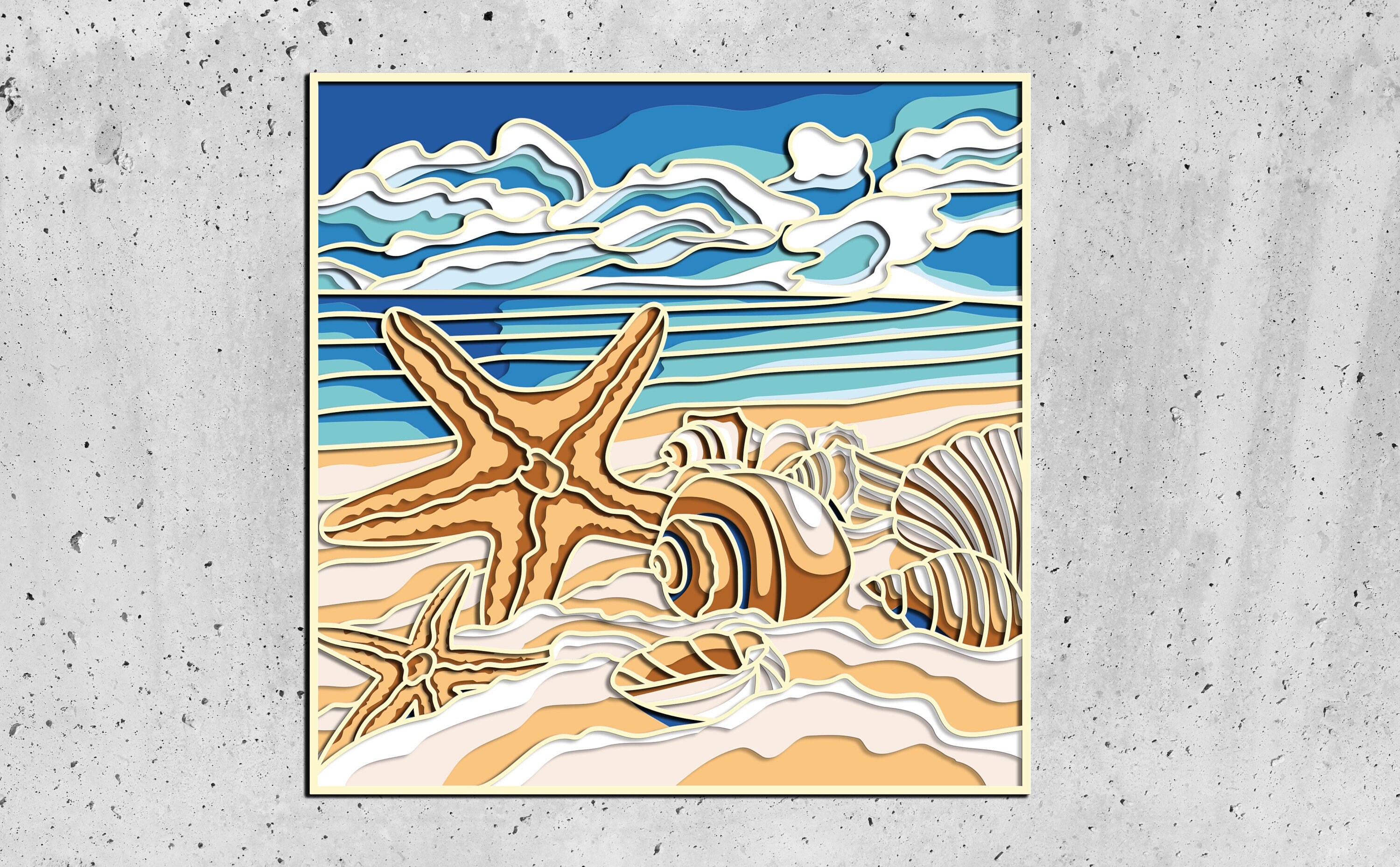 3d Sea Shell Cnc Router Sea Shells and Starfish 3D Mandala Svg Files, DXF Templates for CNC ...