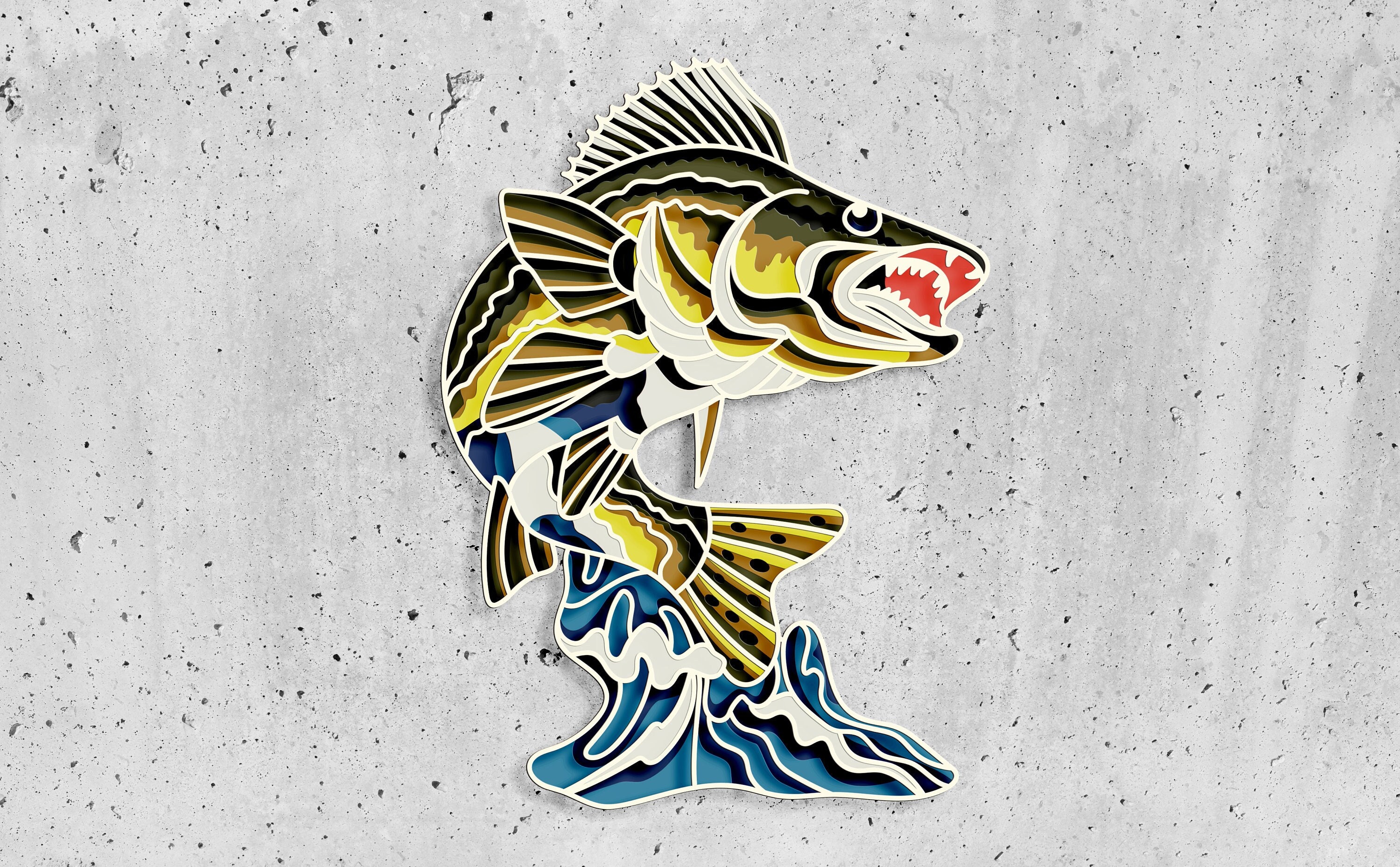 Walleye Cnc Router Files Walleye Fish Layered SVG 3d, 3D Mandala Svg, CNC Milling Station DXF ...