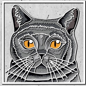 Chat svg, Love Cat 3d laser svg, fichiers svg en couches pour laser ou routeur cnc Cricut, fichiers svg 3d laser animal
