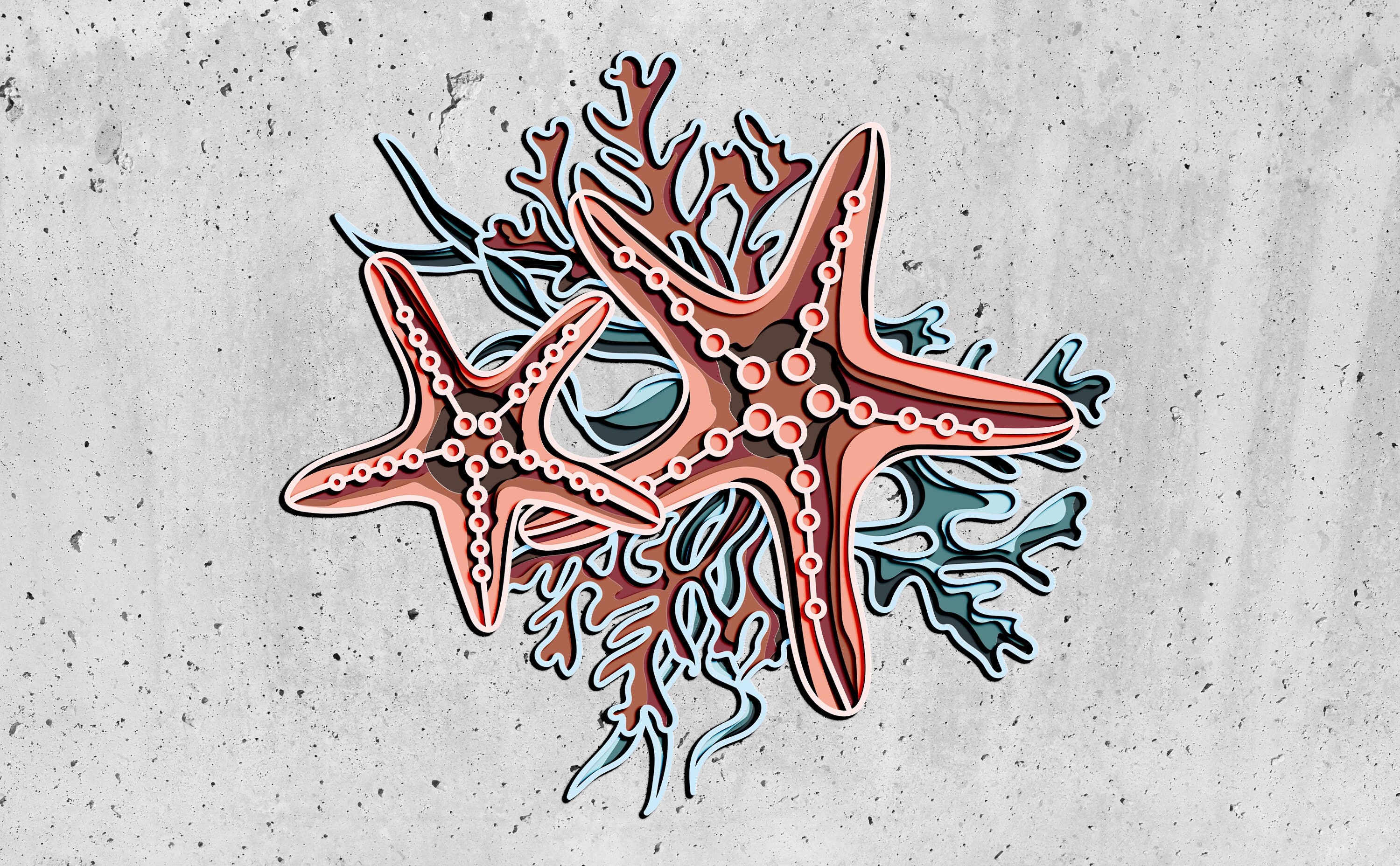 Starfish 3D Layered SVG For Cardstock,Starfish 3D Papercraft,Colorful Starfish 3D Layered SVG,Ocean Mandala Wall Art, Svg For Cricut