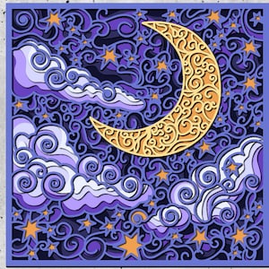Moon 3d Mandala svg, Layered Paper Files for Cricut, Layered Svg Files for CNC Laser or Cricut, 3D Moon Mandala Svg,