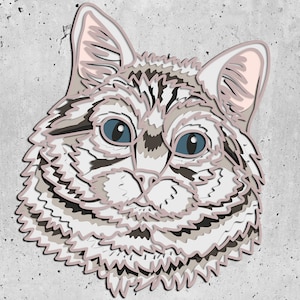 Cat svg, Love Cat 3d laser svg, layered svg files for laser or Cricut CNC router, animal 3d svg laser files