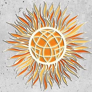 Sun 3D Mandala svg files, Layered panel for laser cutting, SVG files, DXF templates for cnc router