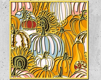 Papercut for cutting SVG files for Cricut or CNC Router,Pumpkins 3d files, Autum Life Decor 3D Mandala SVG Files,