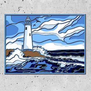 Lighthouse 3D Mandala SVG Files, Laser Cutting Pattern Files, Layered CNC Router svg, 3D plywood mandala, 3D layer