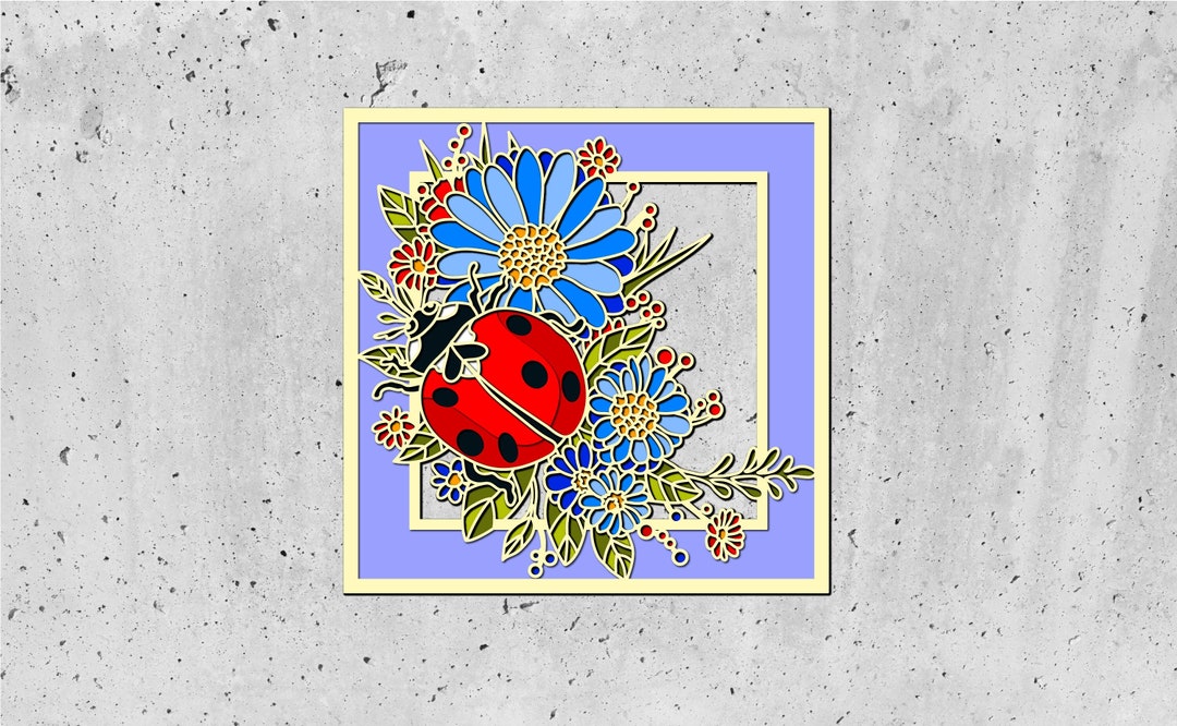 3D SVG Ladybug Shadow Box,summer Shadow Box,flowers 3d Svg,love Bug 3D ...