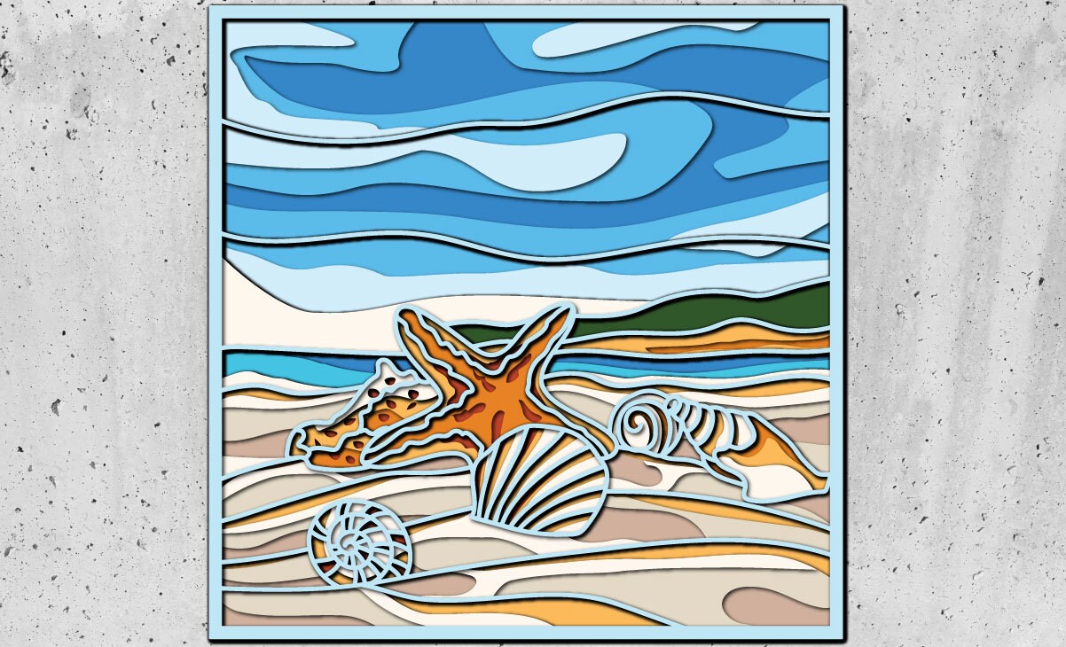 3d Sea Shell Cnc Router Sea Shells and Starfish 3D Mandala Svg Files, DXF Templates for CNC ...