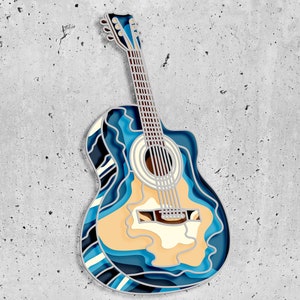Gitaar 3d Mandala svg, Gitaar gelaagde bestanden voor Cricut, Muziek 3d Mandala svg, Mandala svg