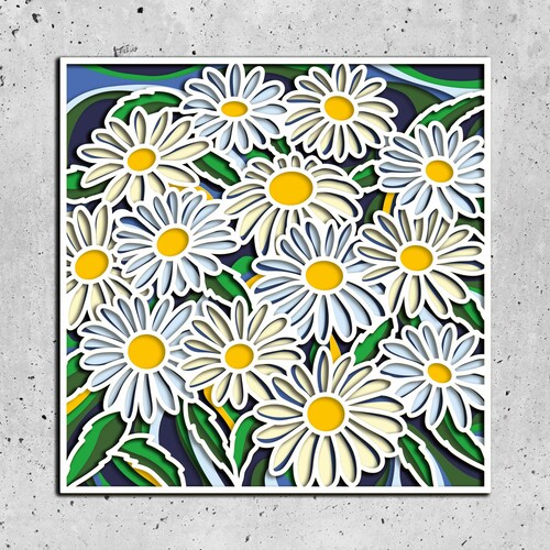 Multilayer Daisy SVG, 3D Cutting File, CNC Router Layered Drawings