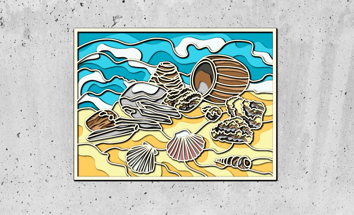 3d Sea Shell Cnc Router Sea Shells and Starfish 3D Mandala Svg Files, DXF Templates for CNC ...
