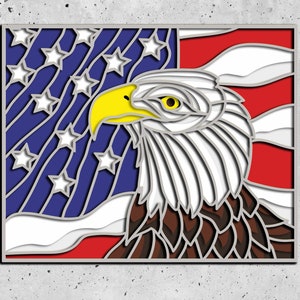 Eagles cut file ,America flag multi-layer SVG , 3D layer, Plywood cutting ,Paper cutting ,SVG file ,3D plywood mandala