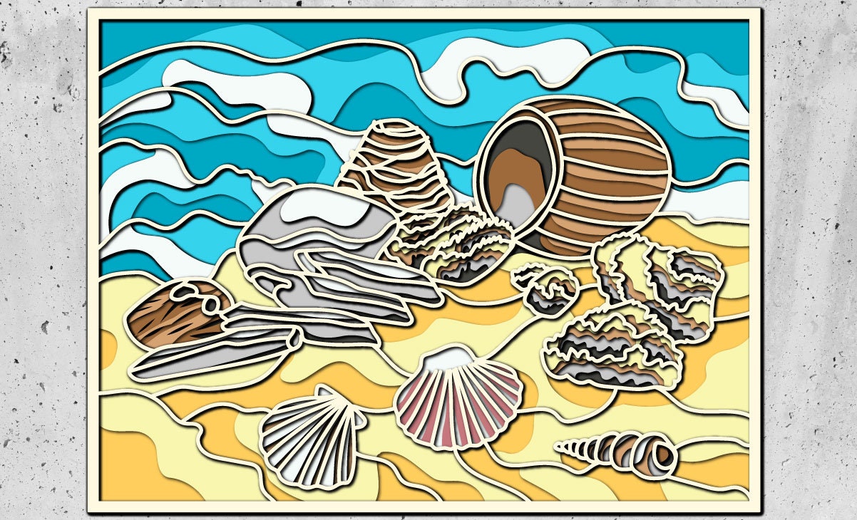 Sea Shells and Starfish 3D Mandala Svg Files, DXF Templates for CNC ...