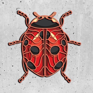 Nyckelpiga-klippfil, nyckelpiga flerskikts-SVG, 3D-lager, plywoodskärning, pappersskärning, SVG-fil, 3D-plywoodmandala