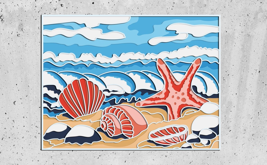 Sea Shells and Starfish 3D Mandala Svg Files, DXF Templates for Cnc ...