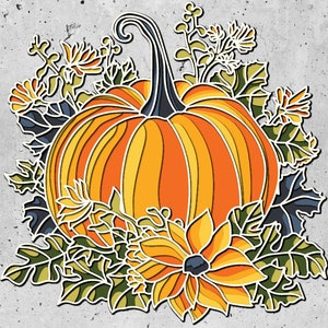 Papercut for cutting SVG files for Cricut or CNC Router,Pumpkins 3d files, Autum Life Decor 3D Mandala SVG Files,