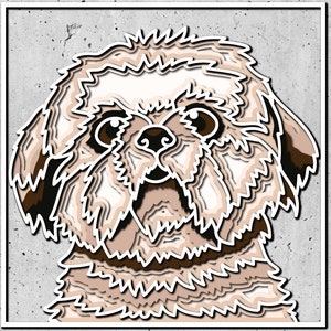 Shih Tzu 3D Layered SVG pour carton, Pet Memorial Box, Colorful Shih Tzu 3D Layered SVG Files / Dog Mandala, Dog Pop Art