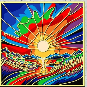 Sun 3D Mandala svg files, laser cut layered panel, SVG files, DXF templates for CNC router