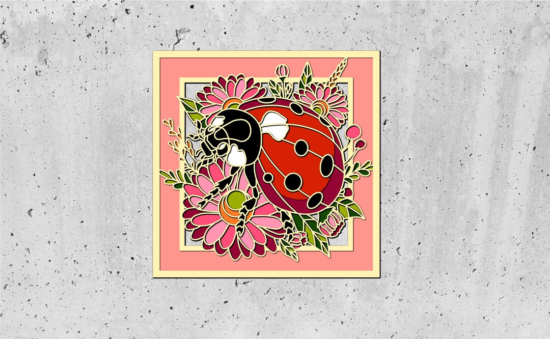 3D SVG Ladybug Shadow Box,summer Shadow Box,flowers 3d Svg,love Bug 3D ...