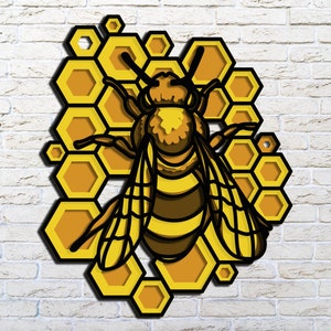 Bee Honey layered SVG ,Bee Honey cut file,Bee 3D svg files,Dxf templates for cnc router