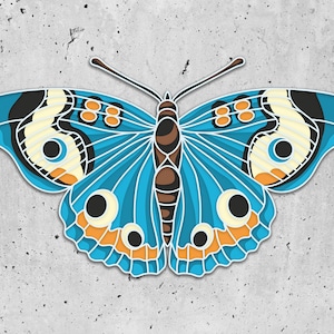 3d vlinder Mandala Svg, 3d mandala svg, dxf sjablonen, vlinder svg bestanden, vlinder dxf, Zentangle 3d gelaagde svg bestanden voor CNC router