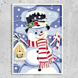 Snowman 3D Mandala svg files, Snowman Smile 3D svg, Laser cutting layered panel, Winter 3D svg files