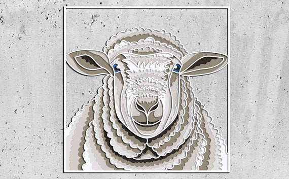絵画 Sheep Sheep 3D Layered Cardboard SVG / Colorful Sheep Layered