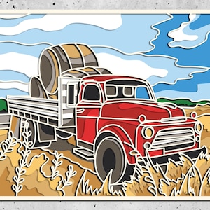 Farm Truck 3D Zentangle SVG Files, Laser Cut Template Files, Layered CNC router svg, 3D plywood mandala, 3D layer