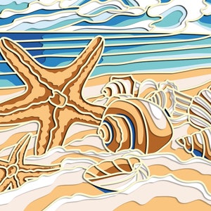 3d Sea Shell Cnc Router Sea Shells and Starfish 3D Mandala Svg Files, DXF Templates for CNC ...