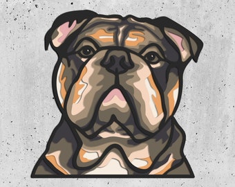 Bulldog 3D Layered SVG for Cardboard /Pet 3D Papercraft / SVG File for Cricut/ Colorful Bulldog 3D Layered SVG / Dog Mandala Files